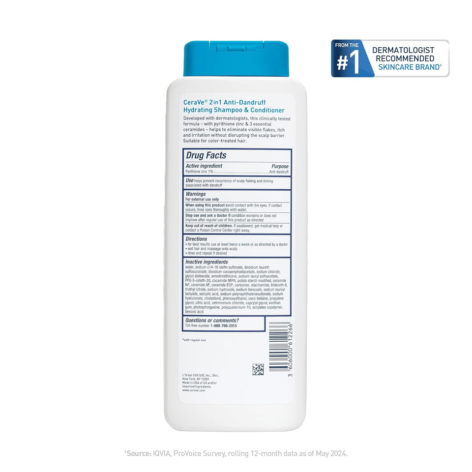 CeraVe 2 In 1 Hydrating Anti Dandruff Shampoo And Conditioner Twin Pack