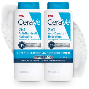 CeraVe 2 In 1 Hydrating Anti Dandruff Shampoo And Conditioner Twin Pack
