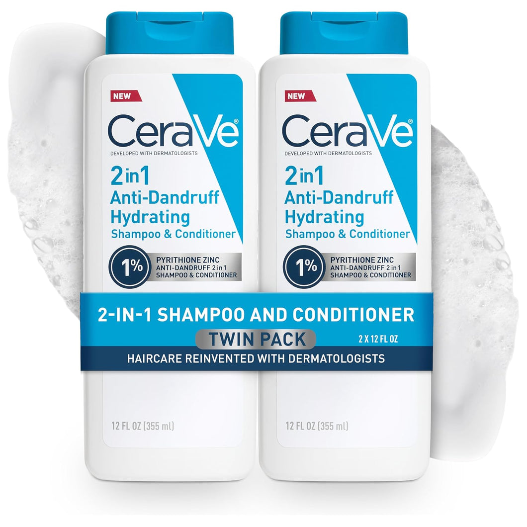 CeraVe 2 In 1 Hydrating Anti Dandruff Shampoo And Conditioner Twin Pack